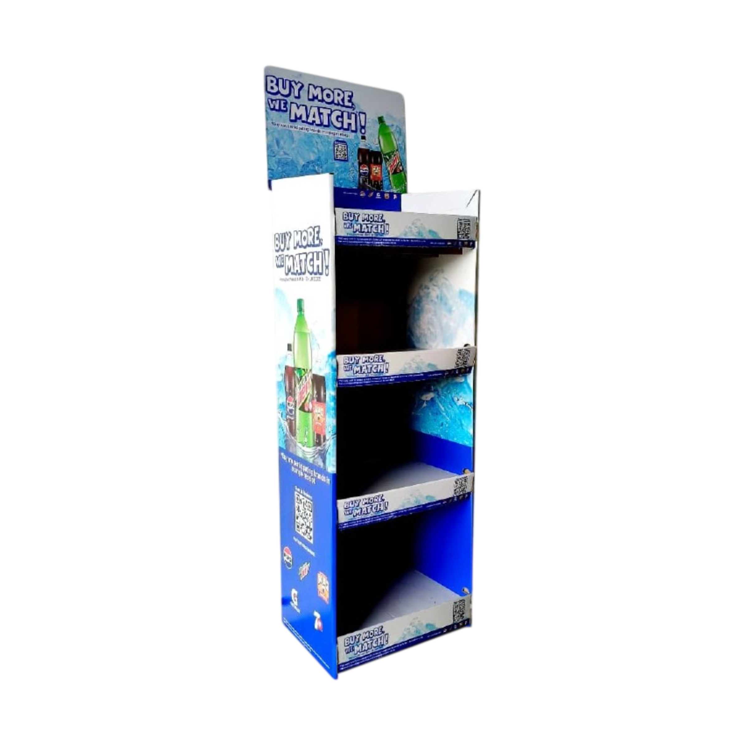 Retail standee rack sample with Skybook preview logo overlay